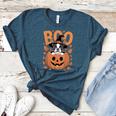Boston Terrier Costume On Pumpkin Halloween Boston Terrier Women's Heather T-Shirt Heather Deep Teal