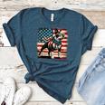 Boston Terrier Dog 4th Of July USA American Flag Patriotic Women's Heather T-Shirt Heather Deep Teal
