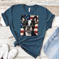 Boston Terrier Dog American Flag 4th Of July Patriotic Puppy Women's Heather T-Shirt Heather Deep Teal