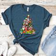 Boston Terrier Dog Christmas Tree Lights Xmas Pajama For Men Women Kids Women's Heather T-Shirt Heather Deep Teal