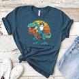 Boston Terrier Dog Riding Dinosaur T Rex Boys Women's Heather T-Shirt Heather Deep Teal