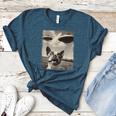 Boston Terrier Dog UFO Alien Extraterrestrial Selfie Women's Heather T-Shirt Heather Deep Teal