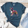 Boston Terrier Floral Dog Lover Vintage Distressed For Men Women Kids Women's Heather T-Shirt Heather Deep Teal
