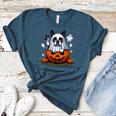 Boston Terrier Ghost Boo Halloween Kids Women's Heather T-Shirt Heather Deep Teal