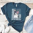 Boston Terrier Papa Cool Dog Lover USA American Flag Men Women Women's Heather T-Shirt Heather Deep Teal