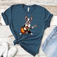 Boston Terrier Playing Guitar Boston Terrier Women's Heather T-Shirt Heather Deep Teal