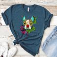 Boston Terrier In Red Day Of The Dead Sugar Skull Dog Women's Heather T-Shirt Heather Deep Teal