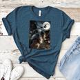 Boston Terrier Selfie Full Moon Flying Witch Halloween Dog Women's Heather T-Shirt Heather Deep Teal