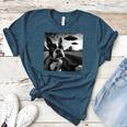 Boston Terrier Graphic Selfie With UFOs Weird Aliens Women's Heather T-Shirt Heather Deep Teal