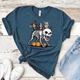 Boston Terrier Skeleton Mummy Witch Halloween Women's Heather T-Shirt Heather Deep Teal