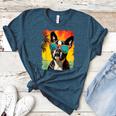 Dog Boston Terrier Hawaiian Women's Heather T-Shirt Heather Deep Teal
