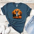 Pumpkin Boston Terrier Costume On Boston Terrier Halloween Women's Heather T-Shirt Heather Deep Teal