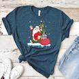 Santa Ugly Christmas Tree Lights Boston Terrier Dog Lover Women's Heather T-Shirt Heather Deep Teal