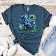 Scottish Terrier Starry Night Scotty Dog Art By Aja Women's Heather T-Shirt Heather Deep Teal