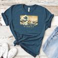 Surfing Boston Terrier Kanagawa Wave Japanese Dog For Men Women Kids Women's Heather T-Shirt Heather Deep Teal