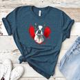 Valentine's Day Boston Terrier Dog Women's Heather T-Shirt Heather Deep Teal