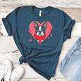 Valentine's Day Boston Terrier Heart Women's Heather T-Shirt Heather Deep Teal