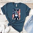 Vintage Boston Terrier Dog American US USA Flag Pets Dogs Women's Heather T-Shirt Heather Deep Teal
