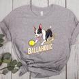 Ballaholic Boston Terrier Dog Chasing Bostie Ball Women's Heather T-Shirt Athletic Heather