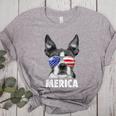 Boston Terrier 4th Of July Merica Men Women USA Flag Vintage Women's Heather T-Shirt Athletic Heather