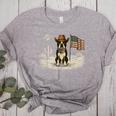 Boston Terrier 4th Of July US American Flag Dog Patriotic Women's Heather T-Shirt Athletic Heather