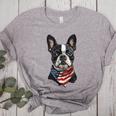 Boston Terrier American Flag Women's Heather T-Shirt Athletic Heather