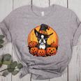Boston Terrier Bostie Dog Breed Pet Halloween Pumpkins Women's Heather T-Shirt Athletic Heather