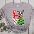 Boston Terrier Christmas Tree Lights Santa Dog Xmas For Men Women Kids Women's Heather T-Shirt Athletic Heather