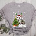 Boston Terrier Christmas Tree Lights Santa Hat Women's Heather T-Shirt Athletic Heather