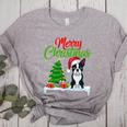 Boston Terrier Christmas Tree Lights Xmas Dog Lover Women's Heather T-Shirt Athletic Heather