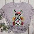 Boston Terrier Dia De Los Muertos Day Of The Dead Dog Skull For Men Women Kids Women's Heather T-Shirt Athletic Heather