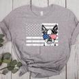 Boston Terrier Dog 4th Of July US American Flag Patriotic Women's Heather T-Shirt Athletic Heather