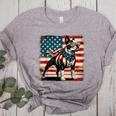 Boston Terrier Dog 4th Of July USA American Flag Patriotic Women's Heather T-Shirt Athletic Heather