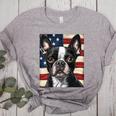 Boston Terrier Dog American Flag 4th Of July Patriotic Puppy Women's Heather T-Shirt Athletic Heather