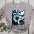Boston Terrier Dog Art Van Gogh Starry Night Boston Terrier Women's Heather T-Shirt Athletic Heather
