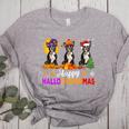 Boston Terrier Dog Halloween Christmas Hallothanksmas Men Women Kids Women's Heather T-Shirt Athletic Heather