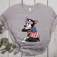 Boston Terrier Dog Merica 4th Of July Usa American Flag Men Women's Heather T-Shirt Athletic Heather