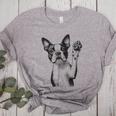 Boston Terrier Dog Raising Paw Idea Men Women Women's Heather T-Shirt Athletic Heather