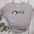 Boston Terrier EKG Heartbeat Heart Line Dog Lovers Women's Heather T-Shirt Athletic Heather