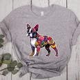 Boston Terrier Floral Dog Lover Vintage Distressed For Men Women Kids Women's Heather T-Shirt Athletic Heather