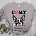 Boston Terrier I Heart My Dog Dog Lover Women's Heather T-Shirt Athletic Heather