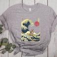 Boston Terrier Japanese Kanagawa Wave Surf Dog Women's Heather T-Shirt Athletic Heather