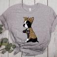 Boston Terrier Lover I Love Mom Tattoo Leopard Women's Heather T-Shirt Athletic Heather