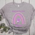 Boston Terrier Mama Cute Rainbow Paw Heart Shape Women's Heather T-Shirt Athletic Heather