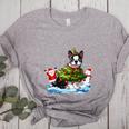 Boston Terrier Merry Christmas Tree Lights Dog X-Mas Dogs Women's Heather T-Shirt Athletic Heather