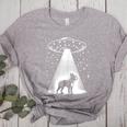 Boston Terrier Mom Dad Dog Alien UFO Women's Heather T-Shirt Athletic Heather