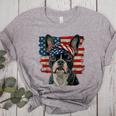 Boston Terrier Patriotic 4th Of July USA American Flag Women's Heather T-Shirt Athletic Heather