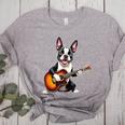 Boston Terrier Playing Guitar Boston Terrier Women's Heather T-Shirt Athletic Heather