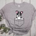 Boston Terrier In The Pocket Cute Pocket Boston Terrier Women's Heather T-Shirt Athletic Heather