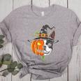 Boston Terrier Pumpkin Jack O Lantern Halloween Women's Heather T-Shirt Athletic Heather